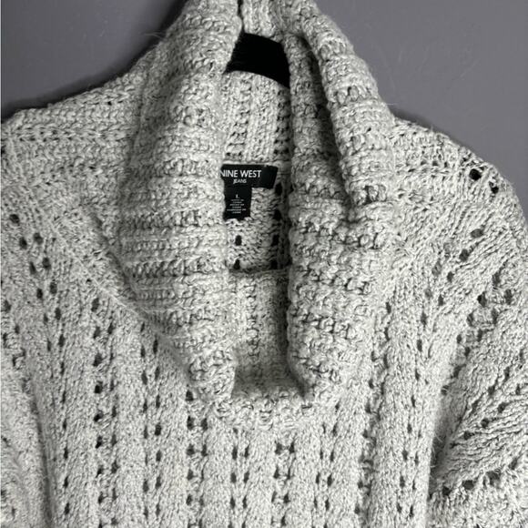 Nine West Light Gray Chunky Knit Cowl Neck Pullover Sweater Size Large - Picture 4 of 6